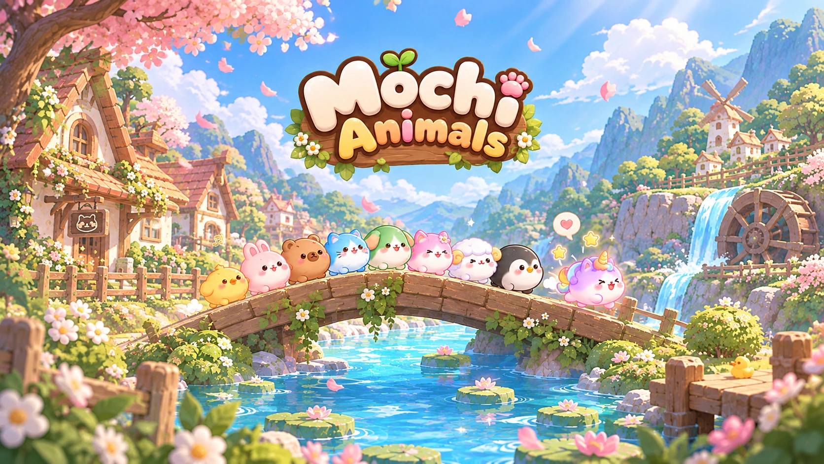 Mochi Animals village illustration